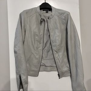 Light Grey Faux Leather Jacket